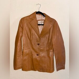 Vintage Bernardo Leather Jacket Blazer Camel colored